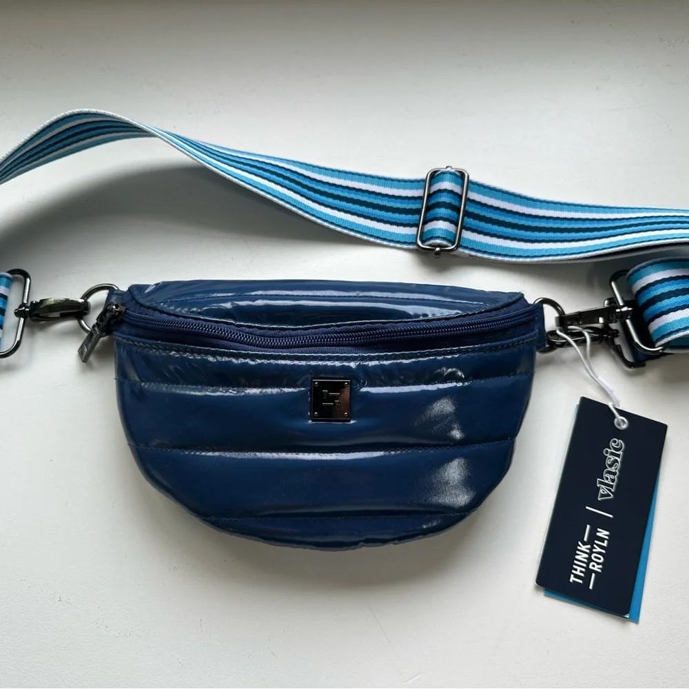 THINK ROYLN SHINING STAR Vlasic Navy Blue Crossbody Bag with Striped Strap - Picture 2 of 15